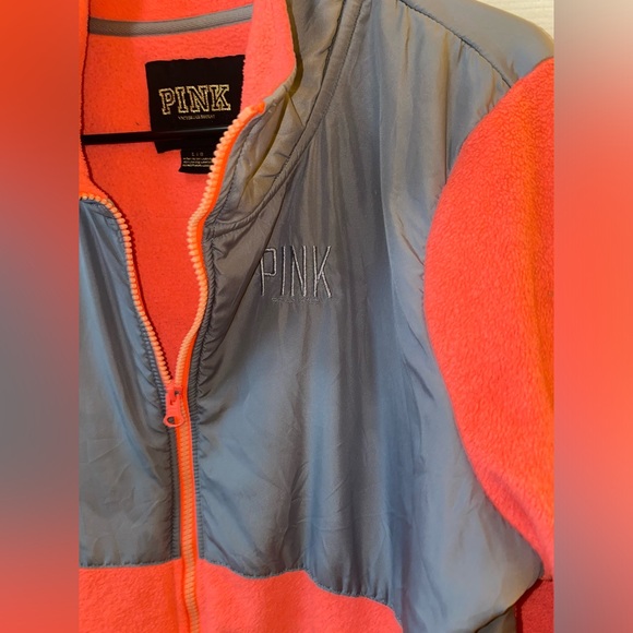 PINK Victorias Secret Zip Up Women’s L Jacket Coral - Picture 2 of 4